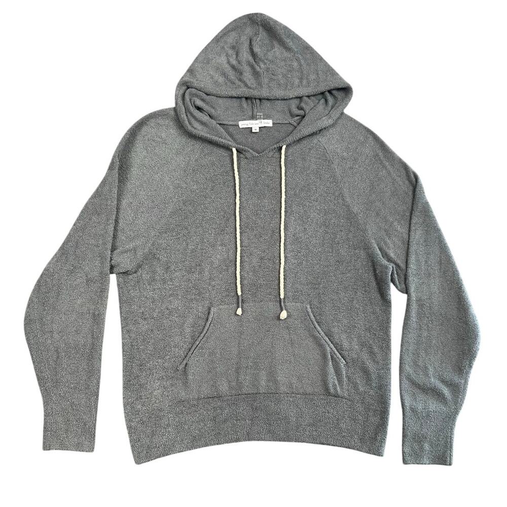Young Fabulous & Broke Gray Fuzzy Hoodie Soft Knit Pullover Sweater - S